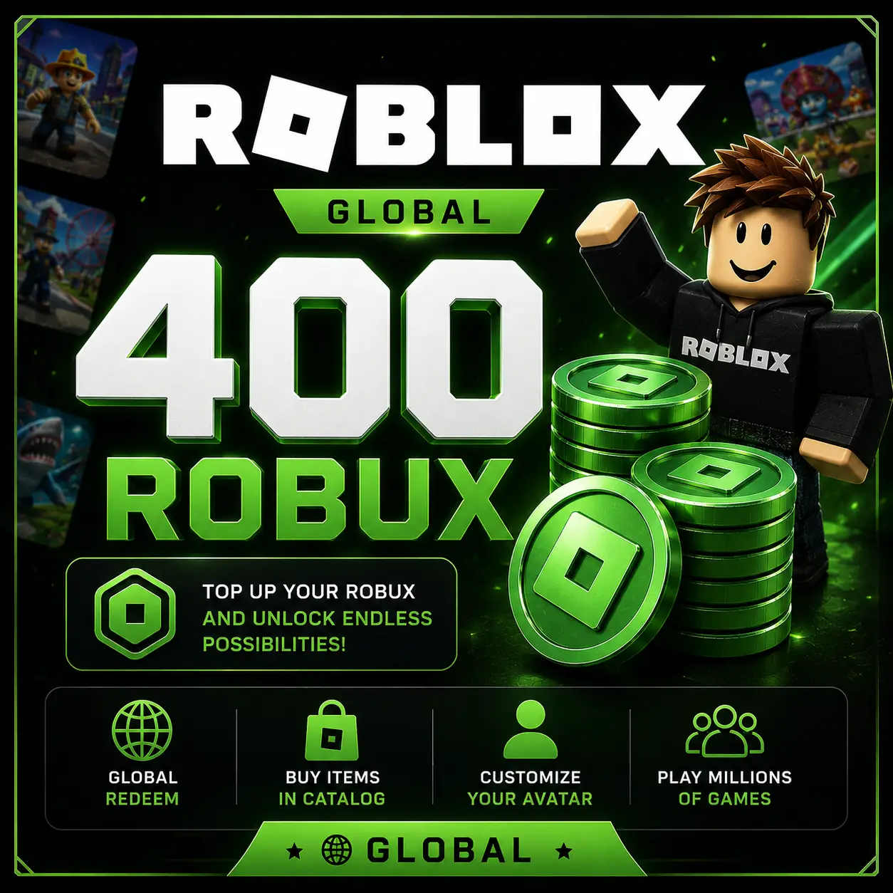 Roblox Digital gift card – 400 Robux (Global)